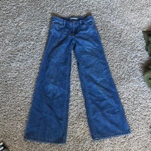 wide leg medium-dark wash jeans